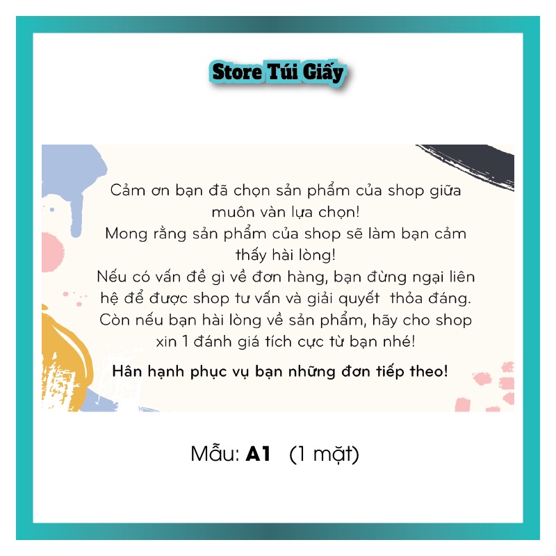 Thiệp cảm ơn Khách Hàng - SET 50 thiệp - Card giấy cứng, mẫu đẹp cute  - TUIGIAY.STORE