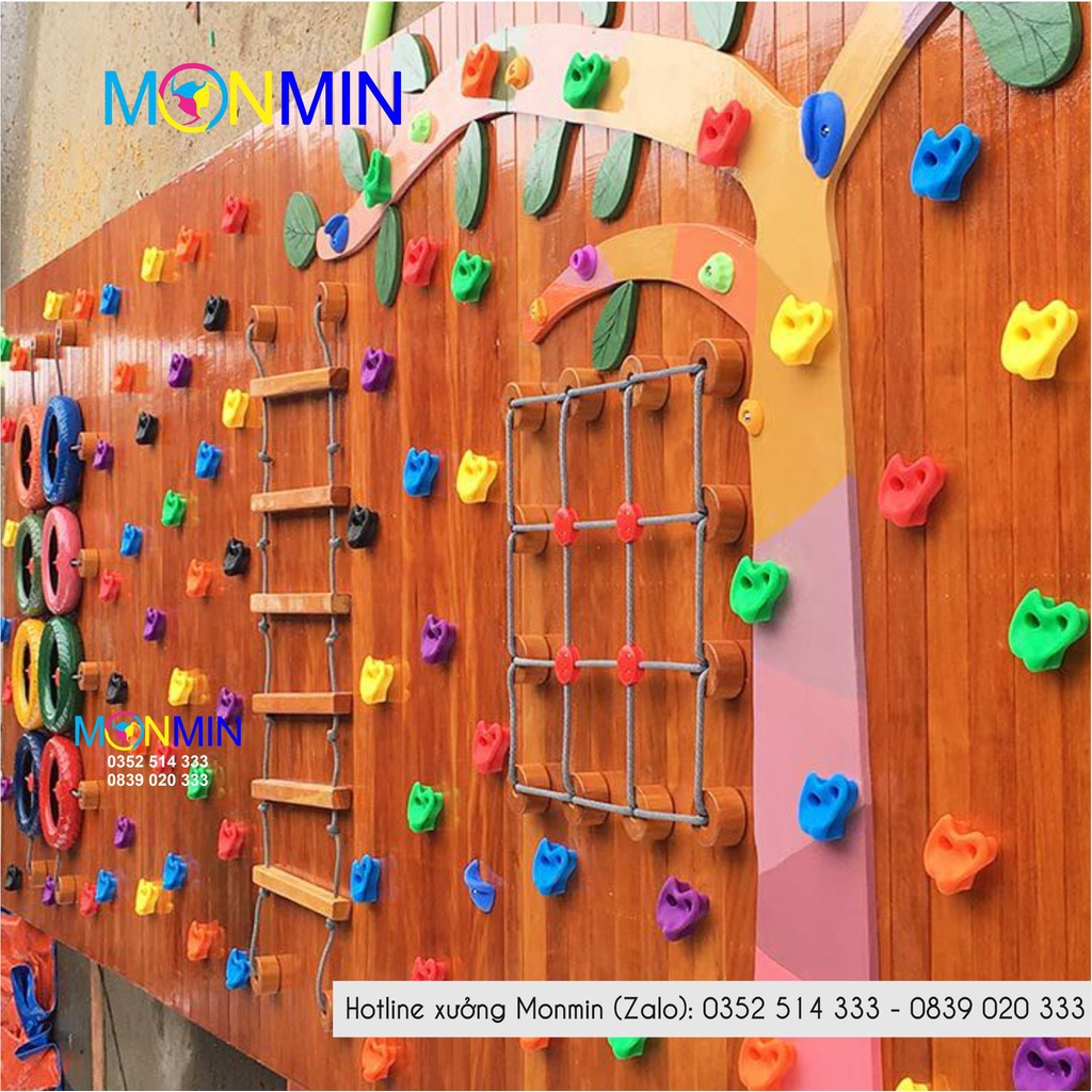 Mấu Leo Núi Trẻ Em Monmin Gắn Tường Trong Nhà, Ngoài Trời Loại 2 Lỗ Vít Chuyên Dụng - Hàng Cao Cấp
