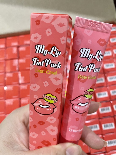 Son xăm môi Hàn Quốc chính hãng Berisom Chu My Lip Tint Pack# Dear Coral Cam hồng san hô