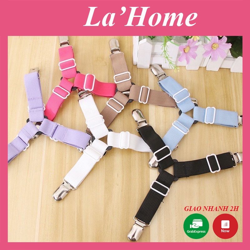 Bộ 4 kẹp ga giường La'Home chống xê dịch, Kẹp cố định ga giường chống trượt tiện lợi