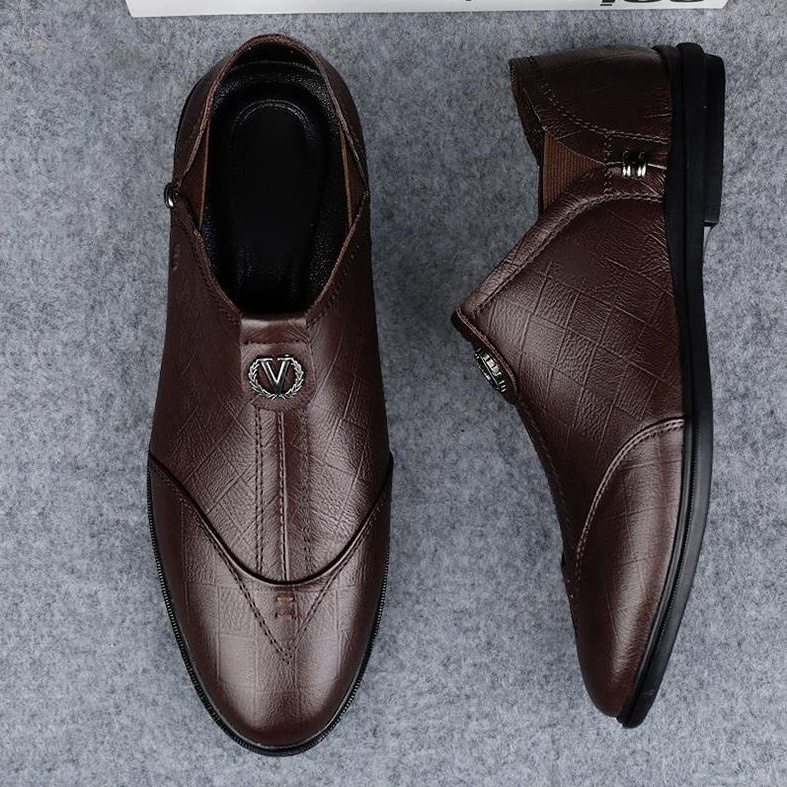 Giày lười màu trơn mũi nhọn thời trang công sở cho nam