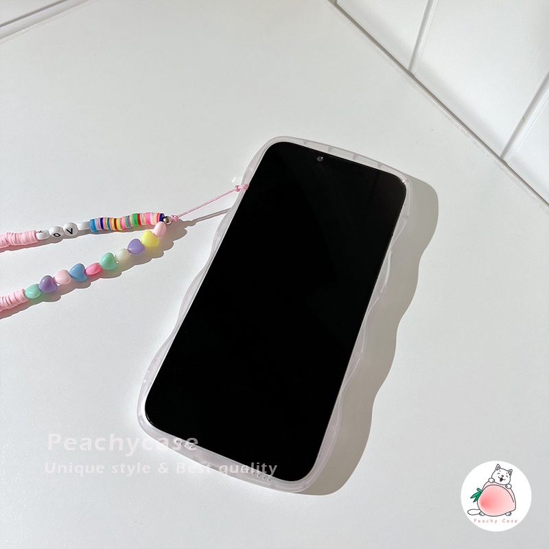 Ốp Điện Thoại TPU Mềm Hình Trái Tim / Gấu Có Dây Đeo Tay Chuỗi Hạt Cho iPhone 13 12 11 Pro Max Xr Xs Max X 7 8 Plus Se 2020
