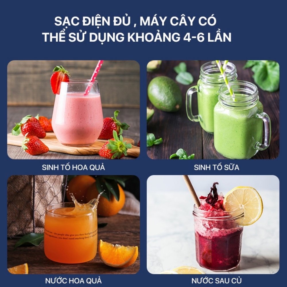 Máy xay sinh tố cầm tay Juicing Cup Chigo 2 cốc, máy say sinh tố đa năng sạc tích điện 1500Mah, Bảo hành 12 tháng