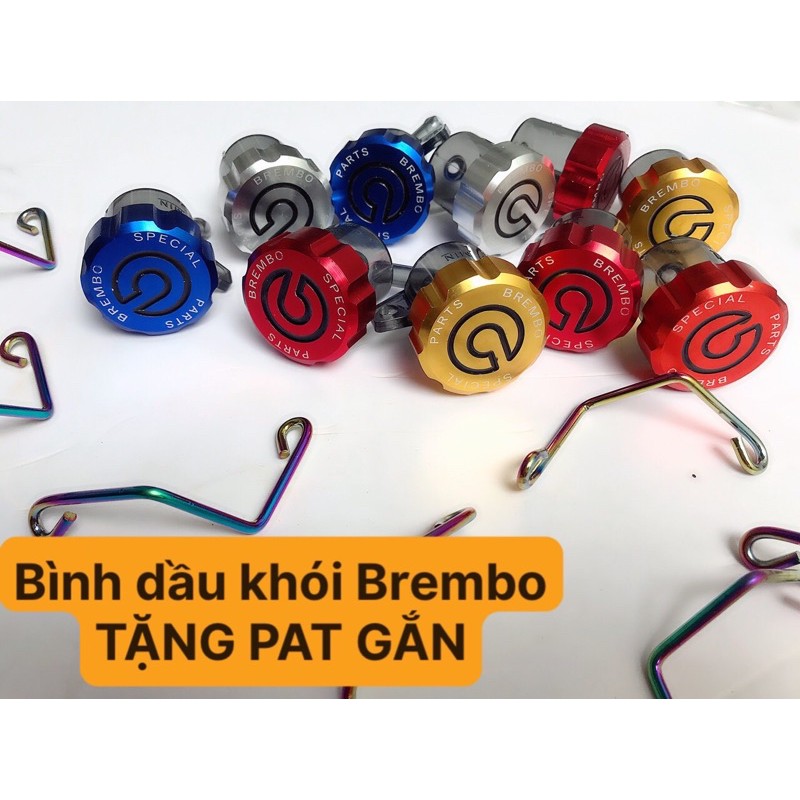 01 Bình dầu khói Brembo tặng pat gắn bình dầu màu titan gắn mọi loại xe máy dùng phanh thắng đĩa - Đủ màu - Đèn xe Việt