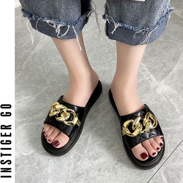 MURIOKI Dép hở ngón đế dày phối xích cho nữ