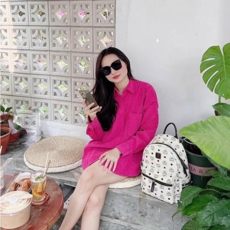 Áo sơ mi hot trend Hồng Đỏ pastel form rộng vạt bầu Your ove Shop