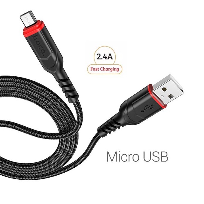 [Chính Hãng] Cáp dây sạc 1m bọc dù dành cho điện thoại android chân micro usb, chính hãng hoco