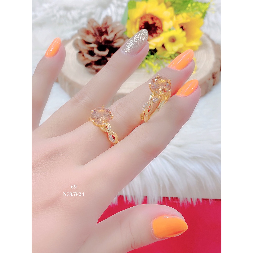 Trang Sức UHA - Nhẫn nữ UHA  đá màu mạ vàng 18k đính đá CZ N785