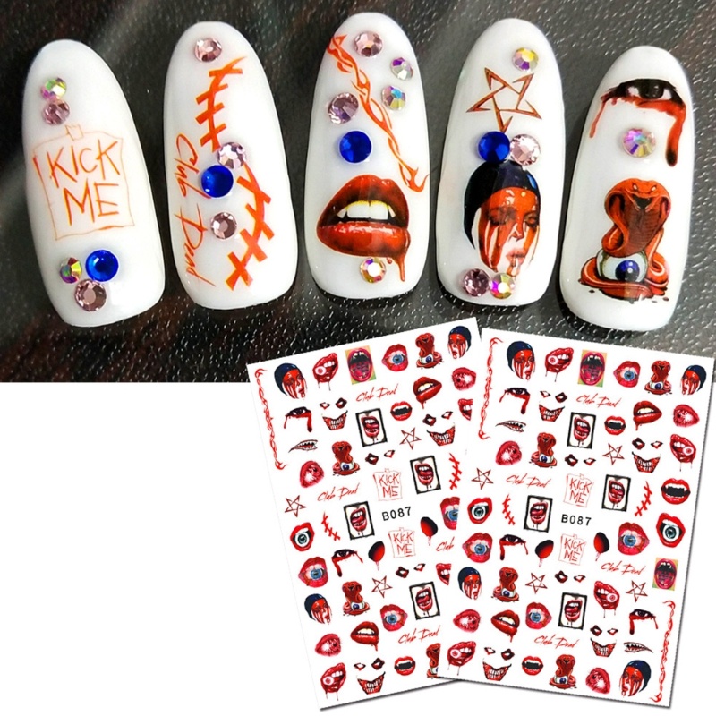 Sticker Dán Móng Nghệ Thuật Họa Tiết Halloween Kinh Dị