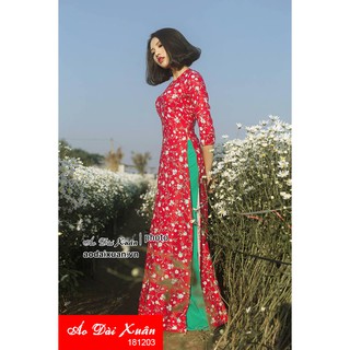 áo dài đỏ hoa nhí trắng - 181203
