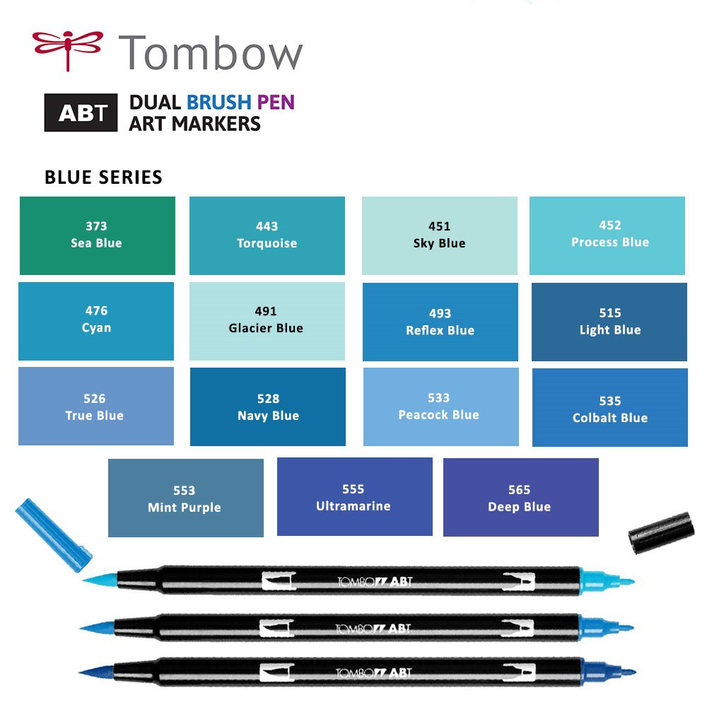 TONE XANH DƯƠNG- BÚT CỌ TOMBOW ABT DUAL BRUSH PENS