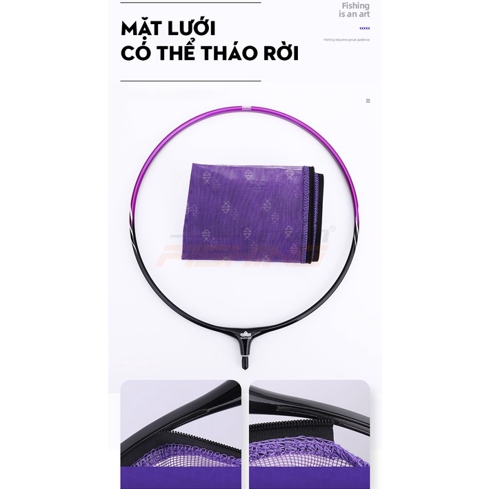 Mặt vợt câu cá Carbon Handing Tím