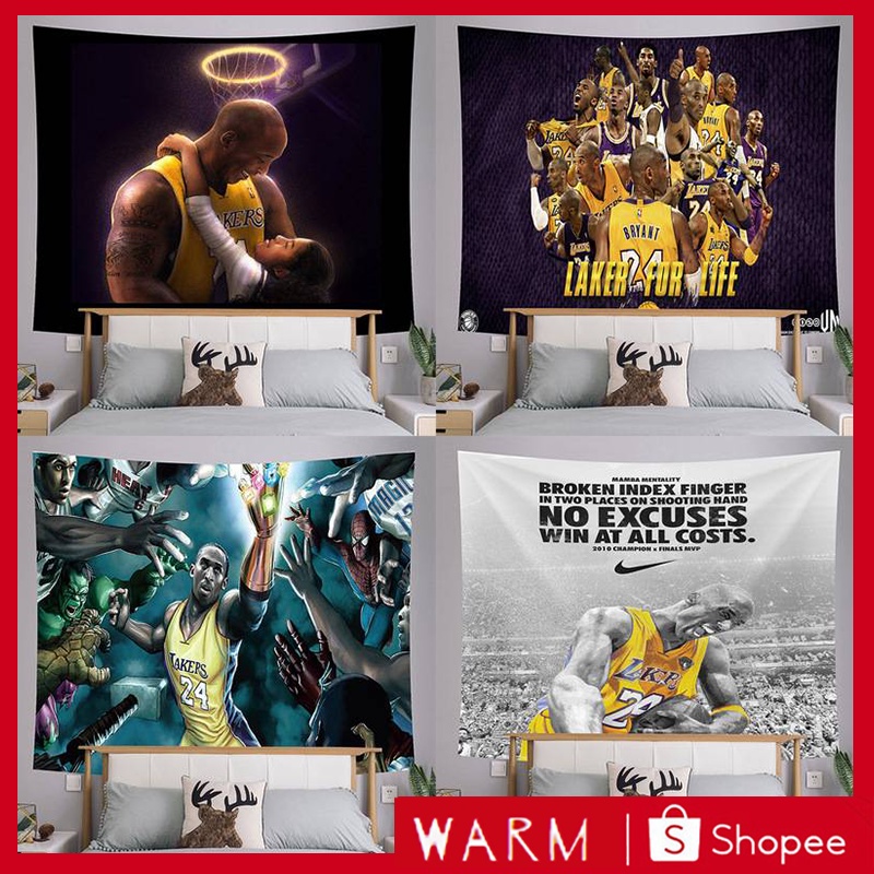 Thảm Vải Treo Tường In Hình Tưởng Niệm Kobe NBA Lakers Trang Trí Phòng Khách
