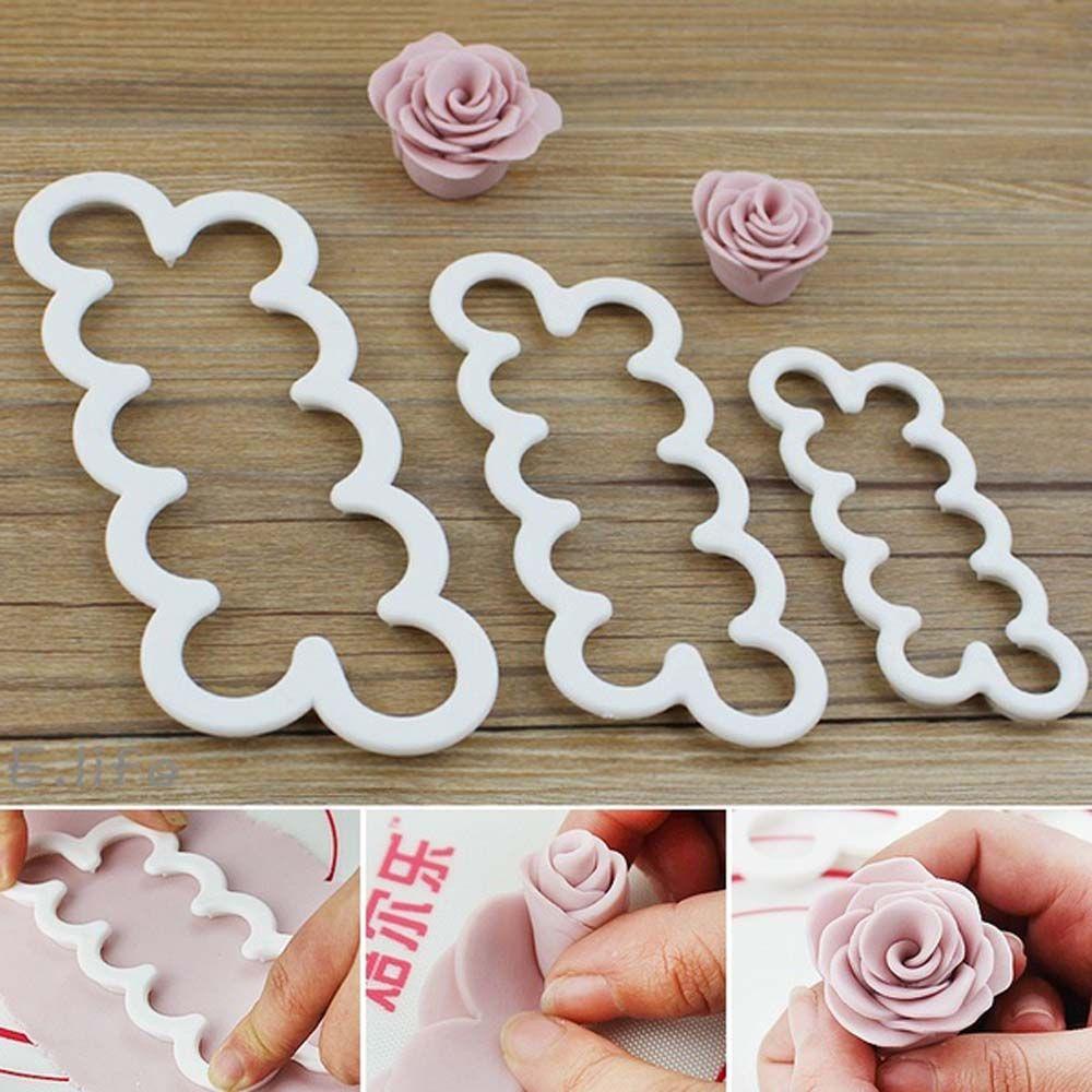 Set 3 Khuôn Làm Bánh Hình Hoa Hồng DIY