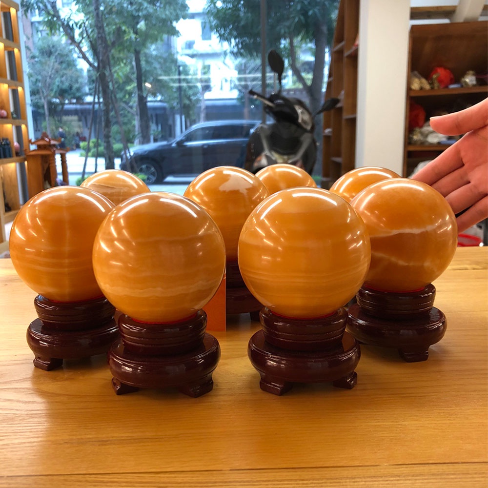 Quả Cầu Phong Thủy Ngoc Hoàng Long Mạng Thổ - Kim, Đường Kính Khoảng 8cm - Phong Thủy Thành Đô