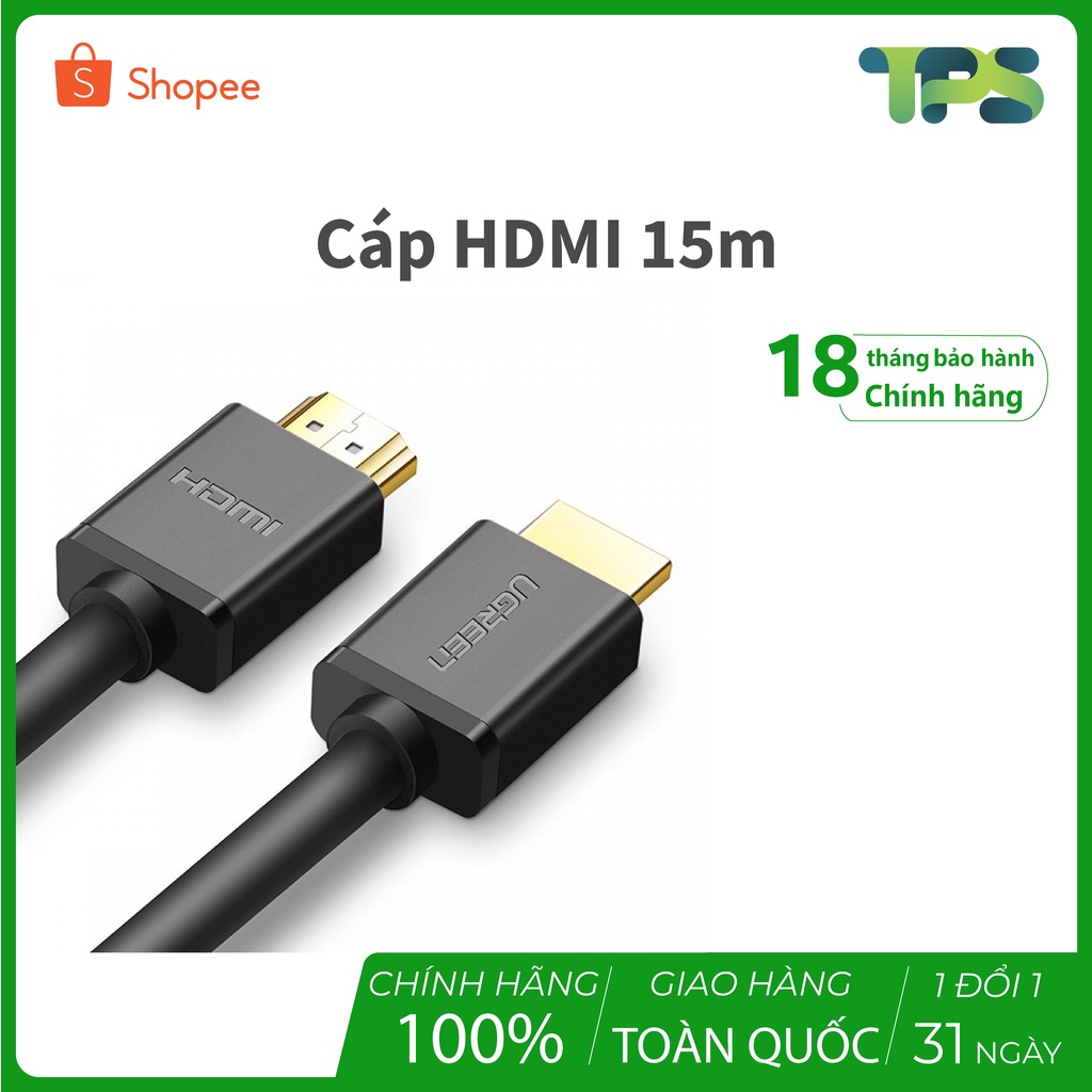 Cáp HDMI dài 15M cao cấp hỗ trợ Ethernet + 1080p@60hz HDMI chính hãng Ugreen 10111