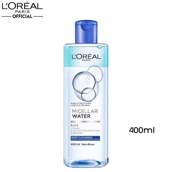 Nước Tẩy Trang L'Oreal 3-in-1 Làm Sạch Sâu 400ml Micellar Water 3-in-1 Deep Cleansing