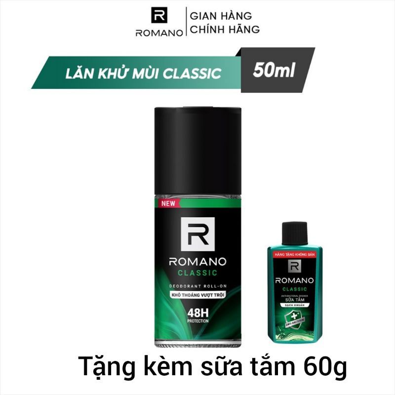 (+stam 60g) Lăn khử mùi Romano 50ml