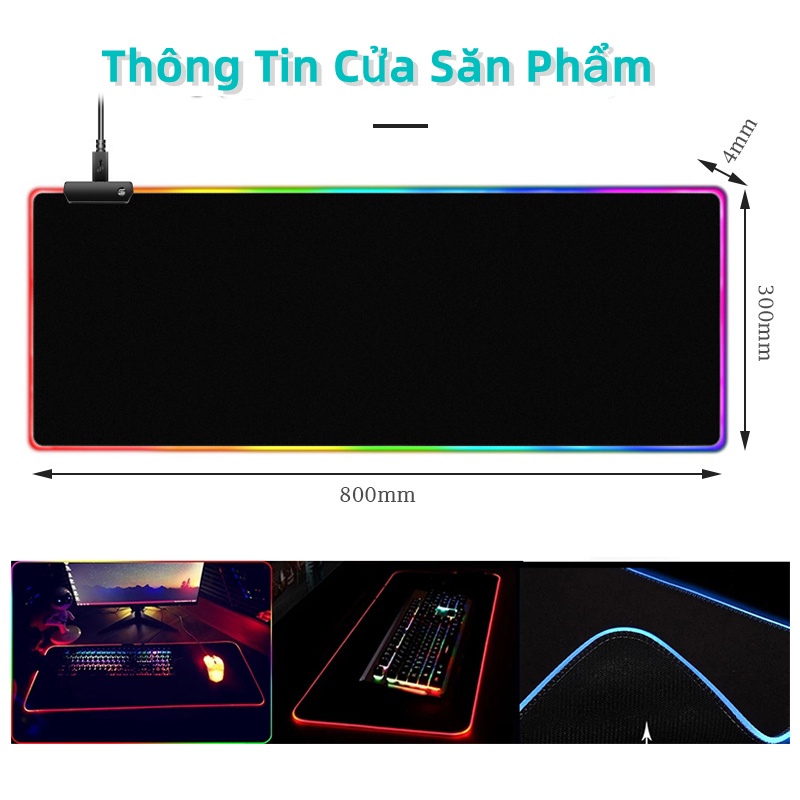 Miếng lót chuột LED RGB 2022, pad chuột chơi game cỡ lớn chống trượt siêu bền siêu đẹp- Mixiao Haochi