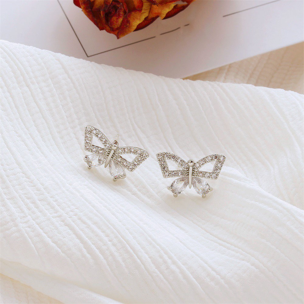 Fashionable 925 Sterling Silver-plated Butterfly Earrings