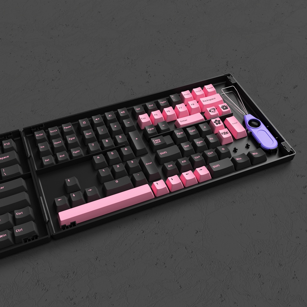 Bộ keycap PBT Akko nút gắn bàn phím cơ, in doubleshot phối màu Carbon, Neon, Psittacus phù hợp nhiều layout bàn phím