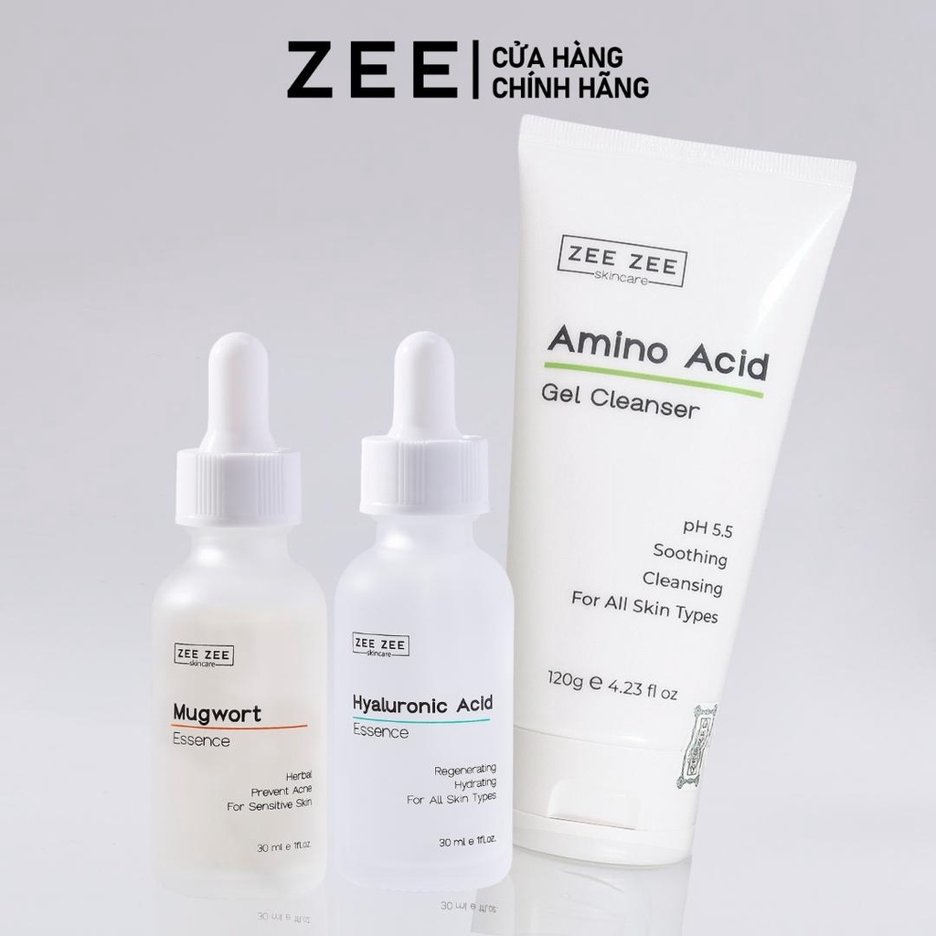 Bộ sản phẩm sạch sâu ngừa mụn trẻ hóa phục hồi da Amino Acid, Hyaluronic Acid, Mugwort | ZEE ZEE skincare