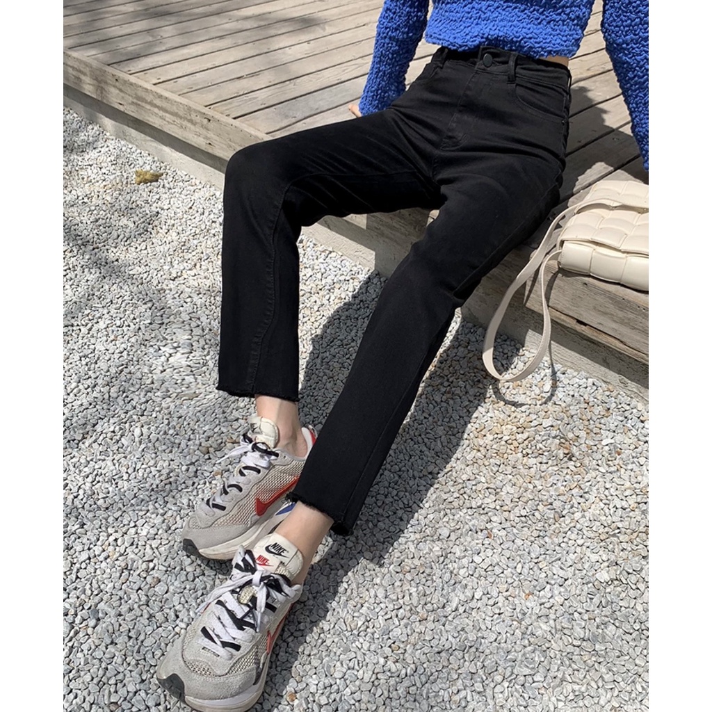 Quần jeans ống đứng quần bò jean ống suông jean nữ cạp cao ống rộng co dãn 4 chiều