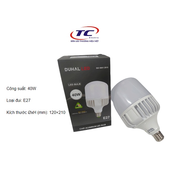 Bóng đèn LED Duhal KBNL840 - Trụ công suất cao 40W, E27, Nhôm đúc, 3000K/6500K
