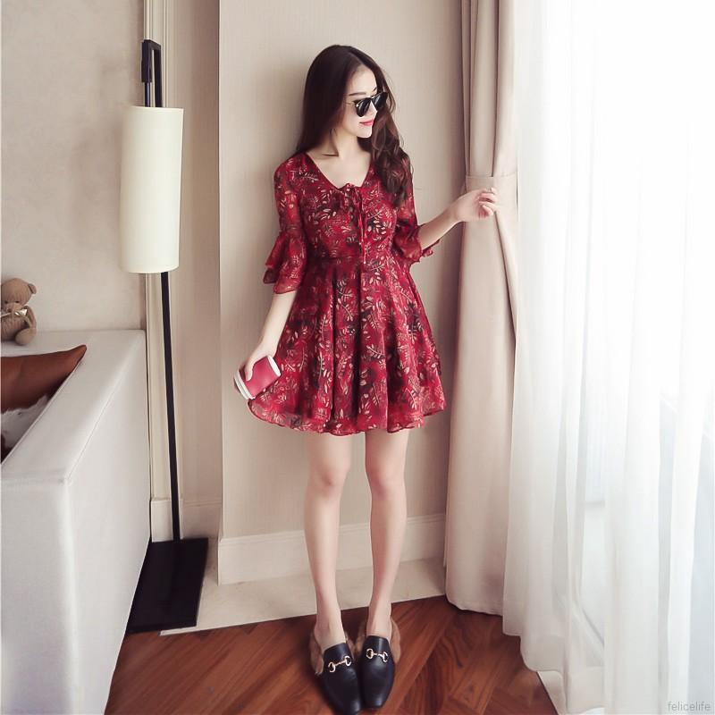 Đầm voan in hoa thanh lịch dành cho nữ