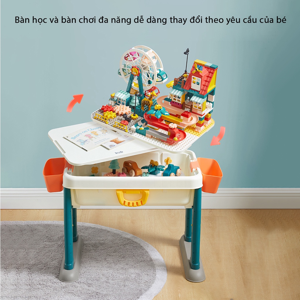 Bàn lắp ráp LEGO, xếp hình khối xây dựng cho bé gấp gọn thành vali, đồ chơi trí tuệ, đồ chơi thông minh