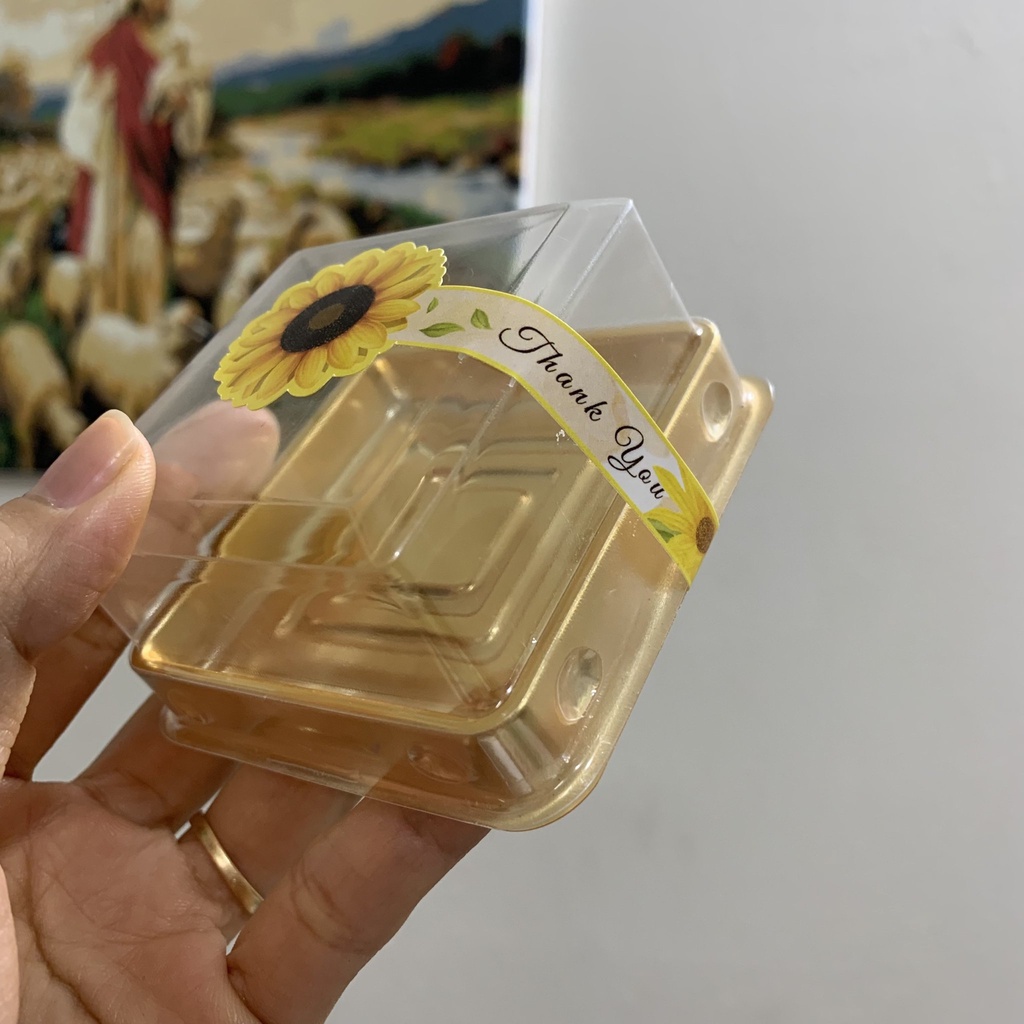 100 Tem Nhãn Dán Niêm Phong - Dán Thân Hộp Bánh Trung Thu - Mẫu Hoa Hương Dương