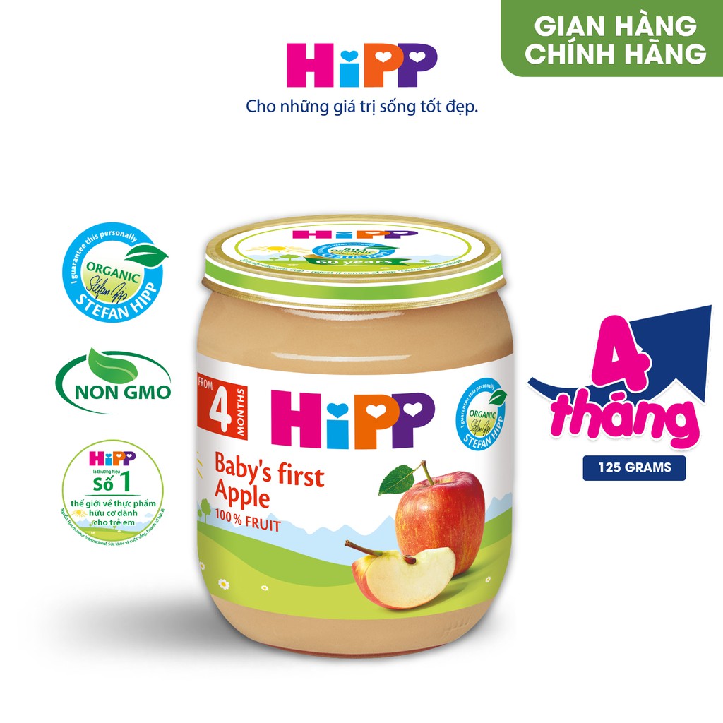 Dinh dưỡng đóng lọ ăn dặm Táo ăn dặm khởi đầu HiPP Organic 125g (4233)