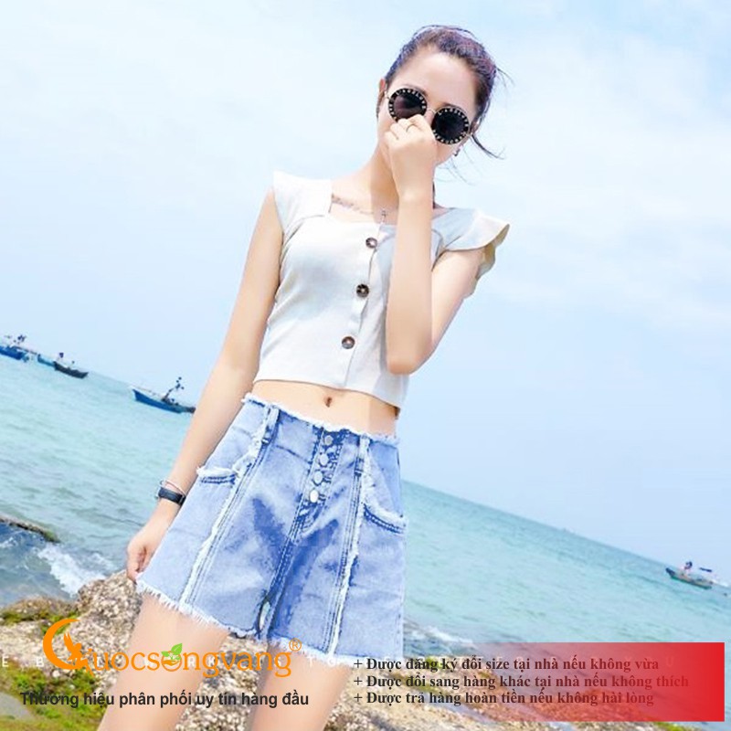 Áo len dệt kim mùa hè áo crop top dễ thương GLA271 Cuocsongvang