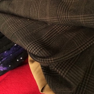 Vải dạ thô kẻ nâu