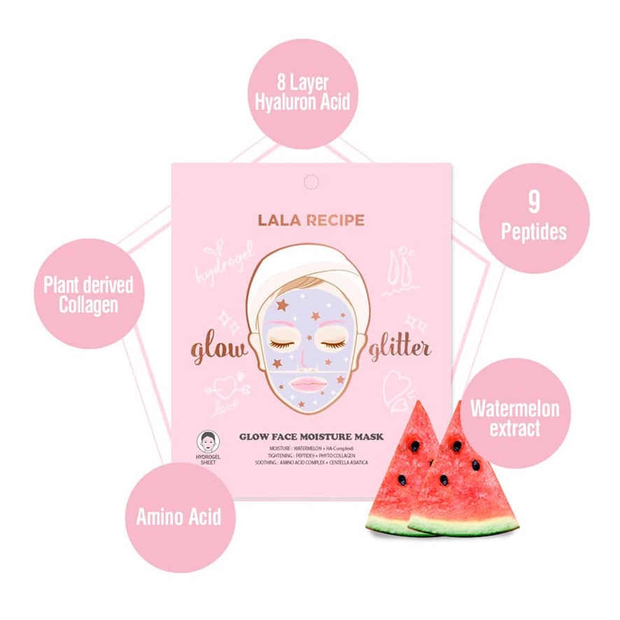 Mặt Nạ Miếng Dưỡng Ẩm Làm Mát Da Lalarecipe Glow Face Moisture Mask 23g