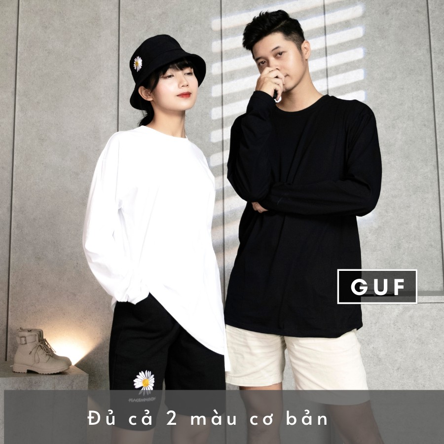 (GIAO NGẪU NHIỄN) Áo Thun Tay Dài Nam Nữ Form Rộng Cổ Tròn Đủ Màu Đen Trắng Basic | BigBuy360 - bigbuy360.vn