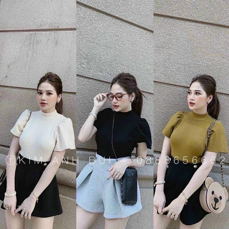 Áo cổ lọ ngắn tay phồng siêu hot sang chảnh (A15)