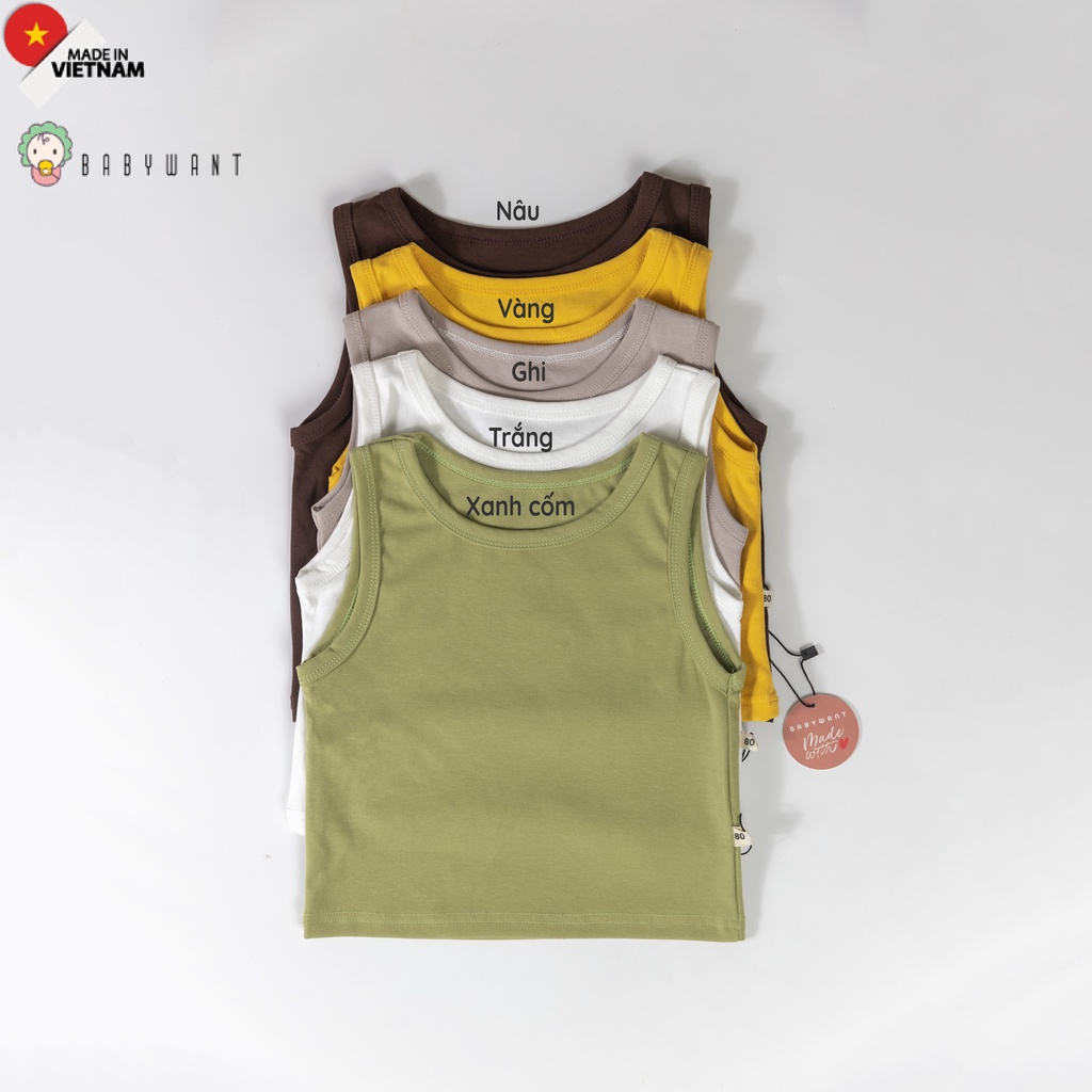 Áo phông 3 lỗ cotton màu vintage cho bé trai bé gái từ 1 tới 6 tuổi