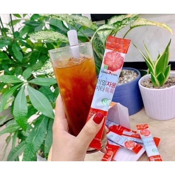 Trà Bưởi Giảm Cân Sanga Real Grapefruit Vita Tok Tok 30 Gói Hàn Quốc Chính Hãng - Bưởi Đỏ Đẹp Da Giữ Dáng
