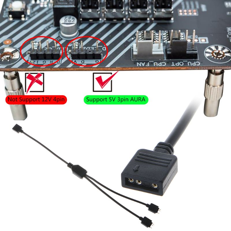 Dây Cáp Chia Cổng Kết Nối Nguồn 5v 3 pin Cho Quạt Máy Tính
