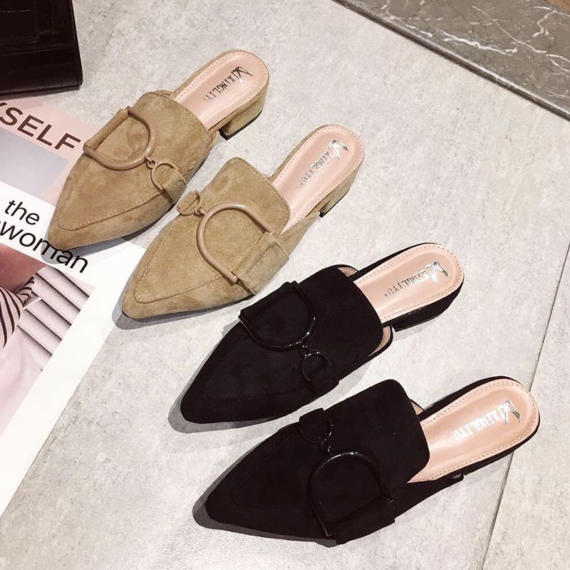 Dép Mũi Nhọn Gót Dày Thời Trang Mùa Hè Hàn Quốc Cho Nữ