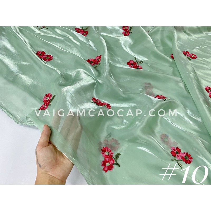 Vải Organza Thêu Hoa