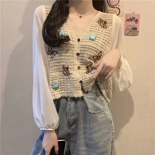 Áo lưới phối tay bồng cực xinh luôn ạ