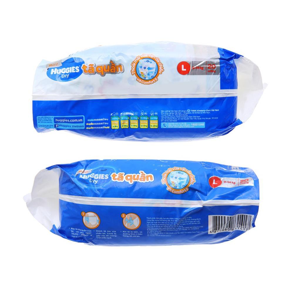 Tã quần Huggies Dry size L 20 miếng (cho bé 9 - 14kg)