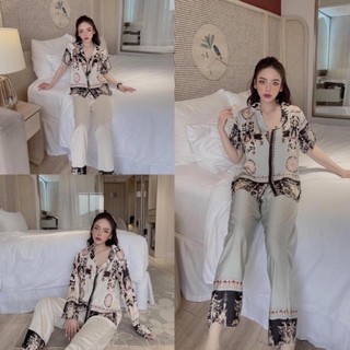 PIZAMA LỤA LATIN HOT HIT, Chất liệu mềm mặc mát, hoạ tiết sang chảnh, phong cách hàn quốc Đẹp