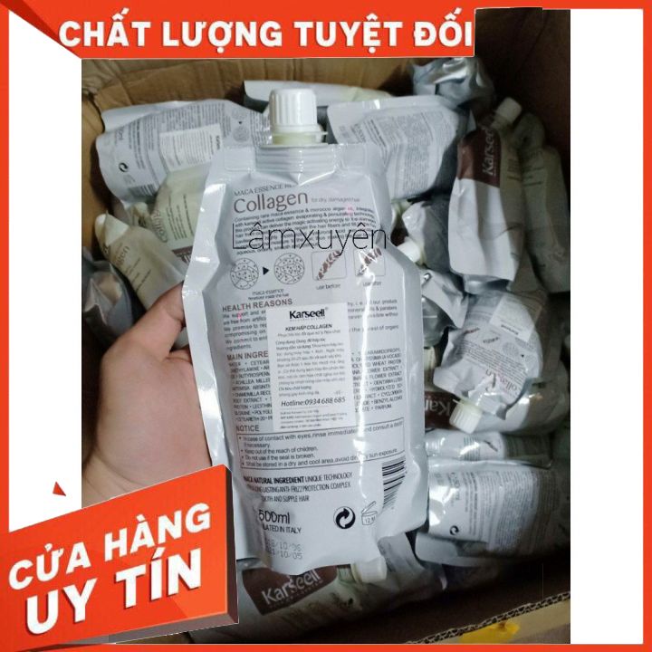 Hấp dầu kem ủ Karseell túi 500ml collagen giá rẻ phục hồi giữ màu tóc hư tổn siêu mềm mượt