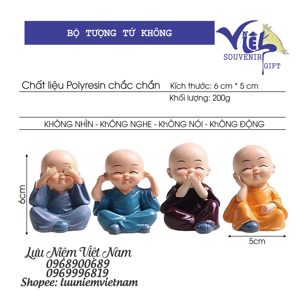 Bộ tượng chú tiểu tứ không bốn thế - luuniemvietnam - 5.5cm