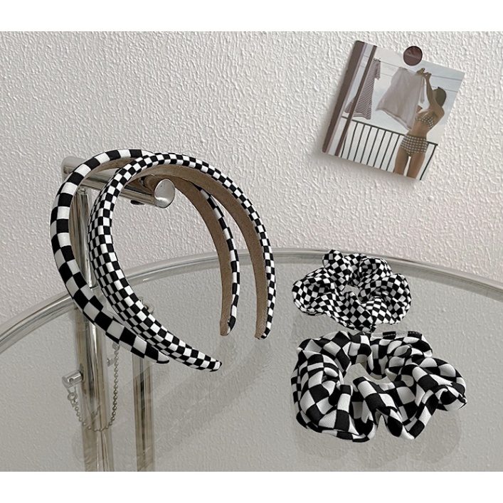 Dây buộc tóc bằng vải họa tiết sọc caro phong cách Hàn Quốc thời trang mùa hè độc đáo cho nữ