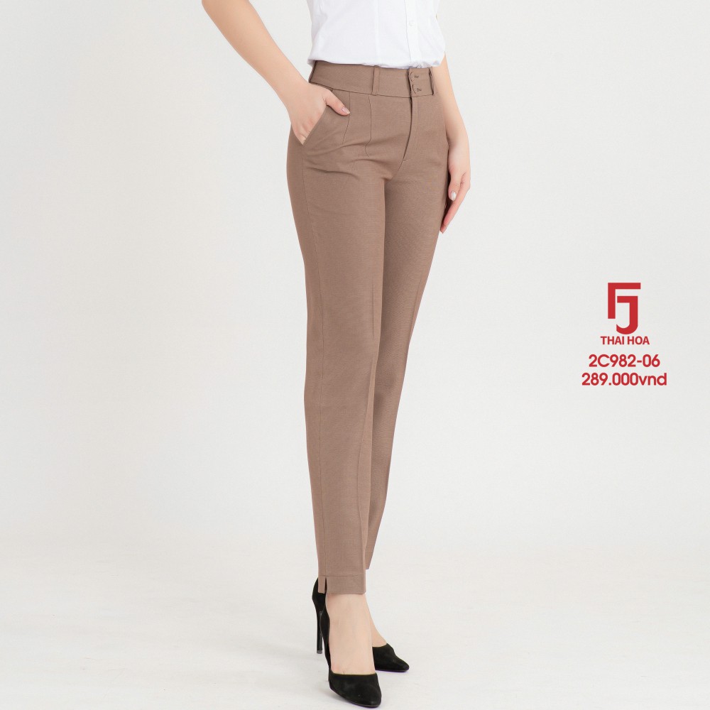 Quần tây nữ bigisize công sở đẹp 9 tấc màu nâu đất trơn Thái Hoà 2c982-06-01