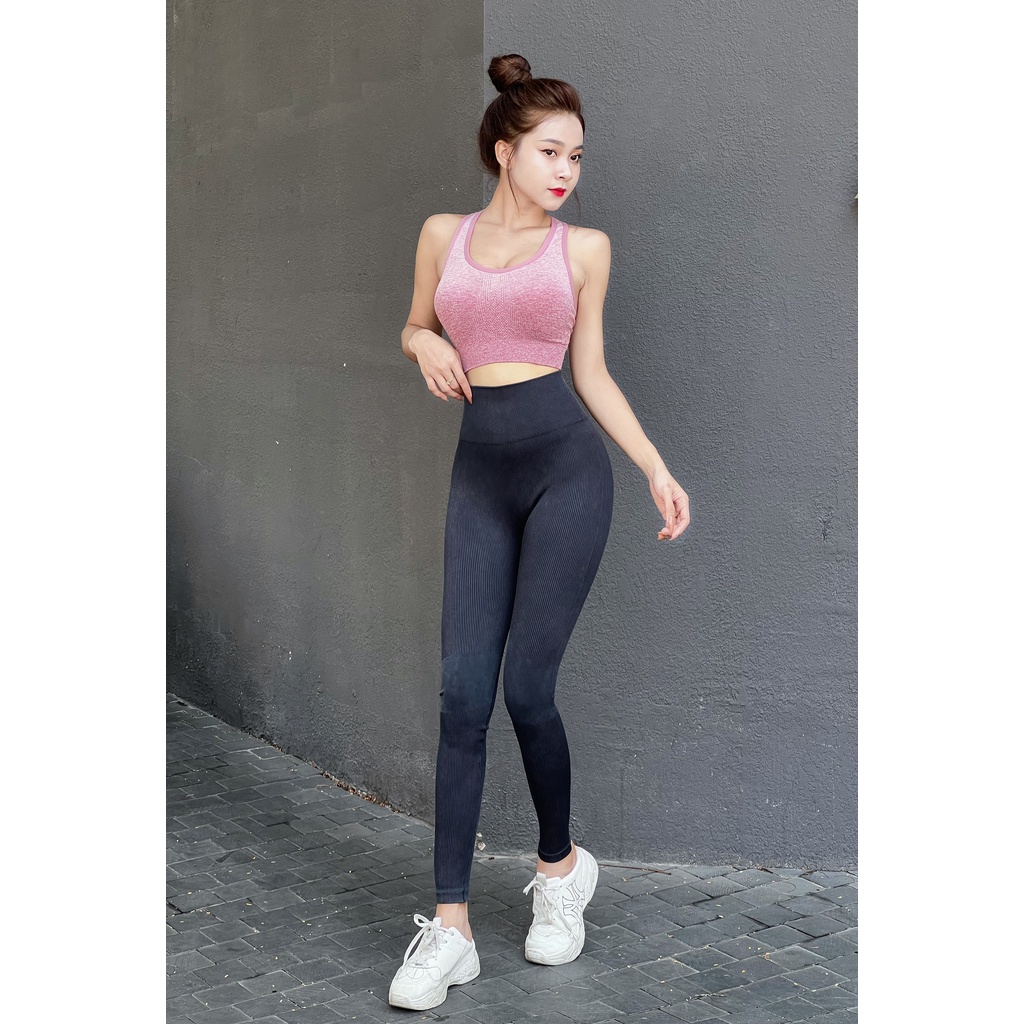 Quần Dài Tập Gym Yoga Nữ Hàng Xuất Xịn Chất Dệt Gân Co Giãn Tốt